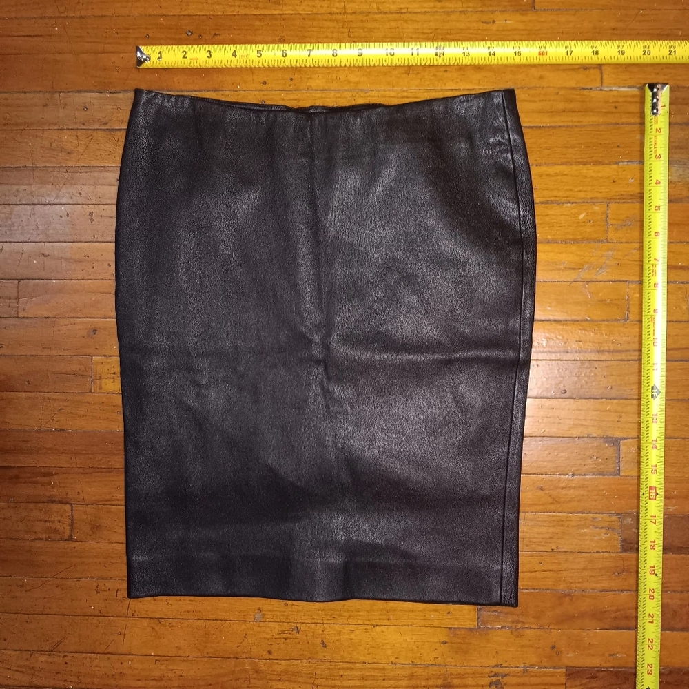 Shares leather skirt